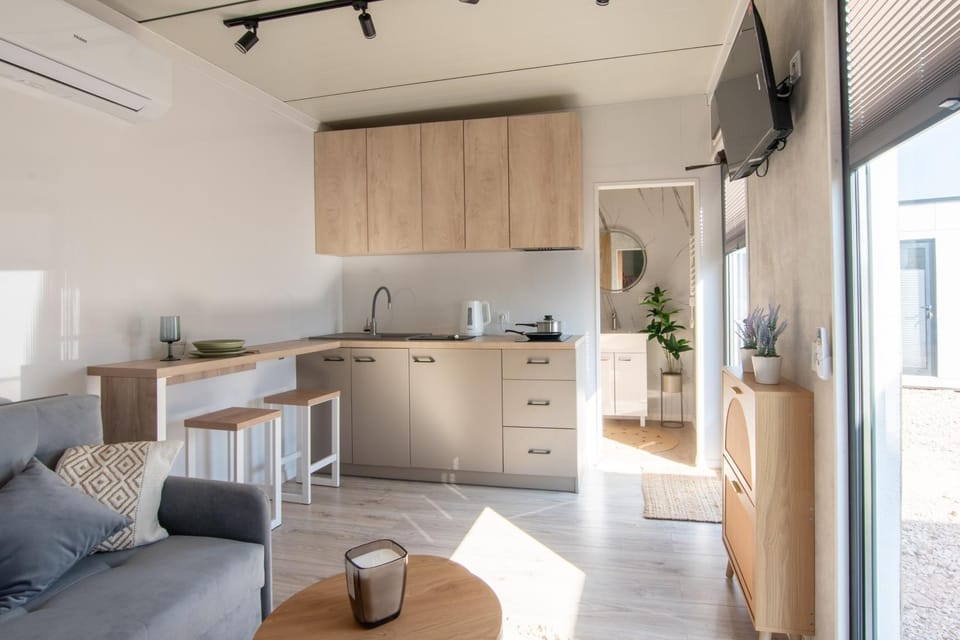 Kitchen or kitchenette, Living room, Dining area, air conditioner