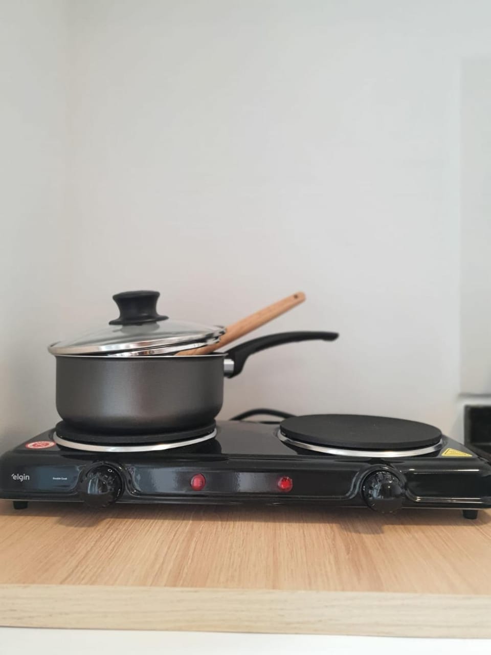 Kitchen or kitchenette, stove