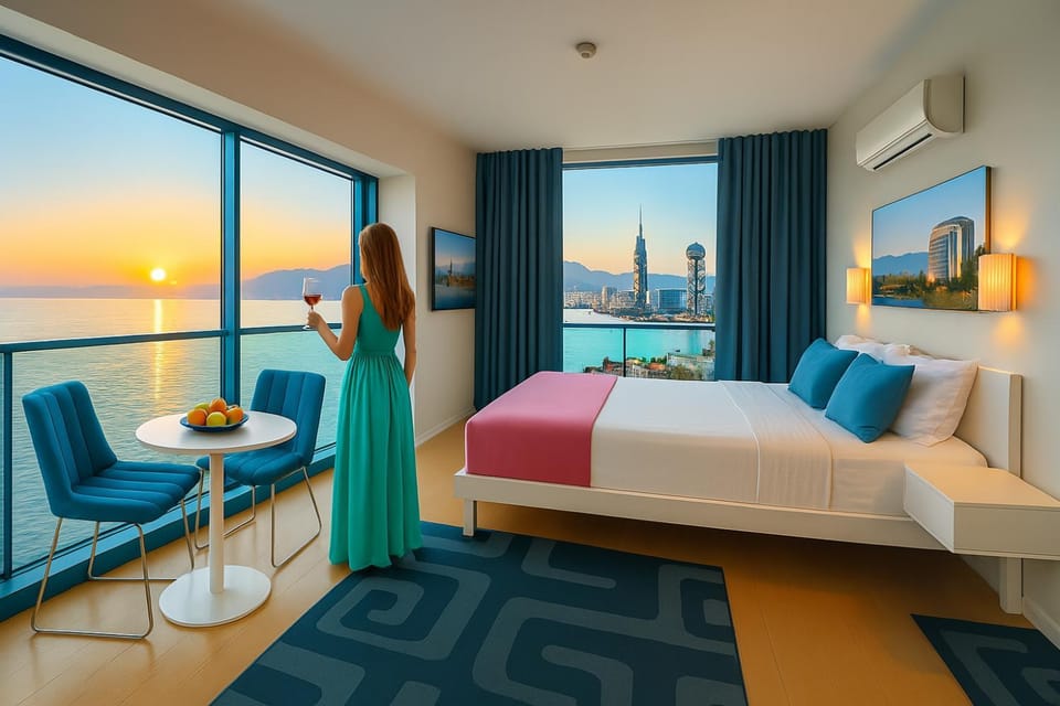 Communal lounge/ TV room, Bed, Natural landscape, TV and multimedia, View (from property/room), Balcony/Terrace, Living room, Photo of the whole room, Seating area, Evening entertainment, Bedroom, Sea view