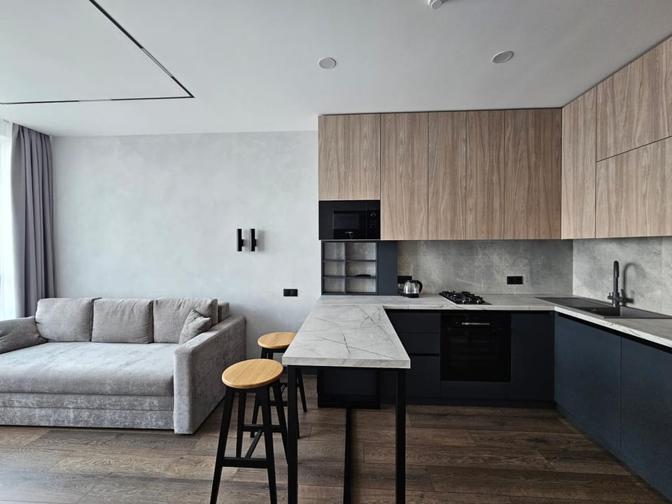 Kitchen or kitchenette, Photo of the whole room, Seating area, Dining area, stove