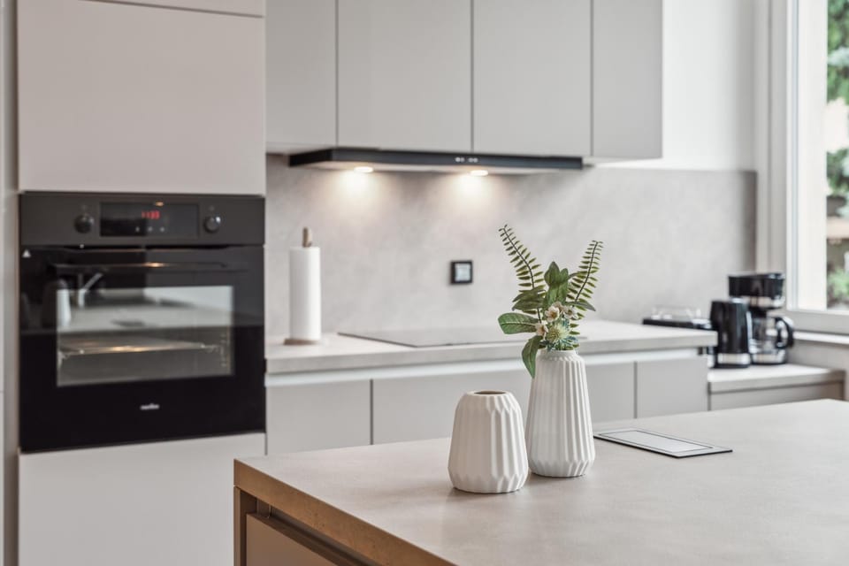 Kitchen or kitchenette, dishwasher, oven, stove
