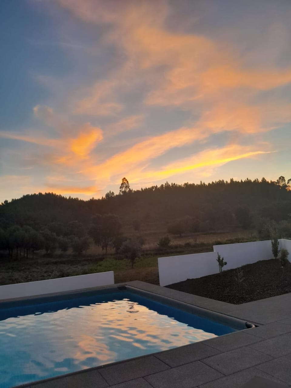 Natural landscape, Mountain view, Pool view, Sunset