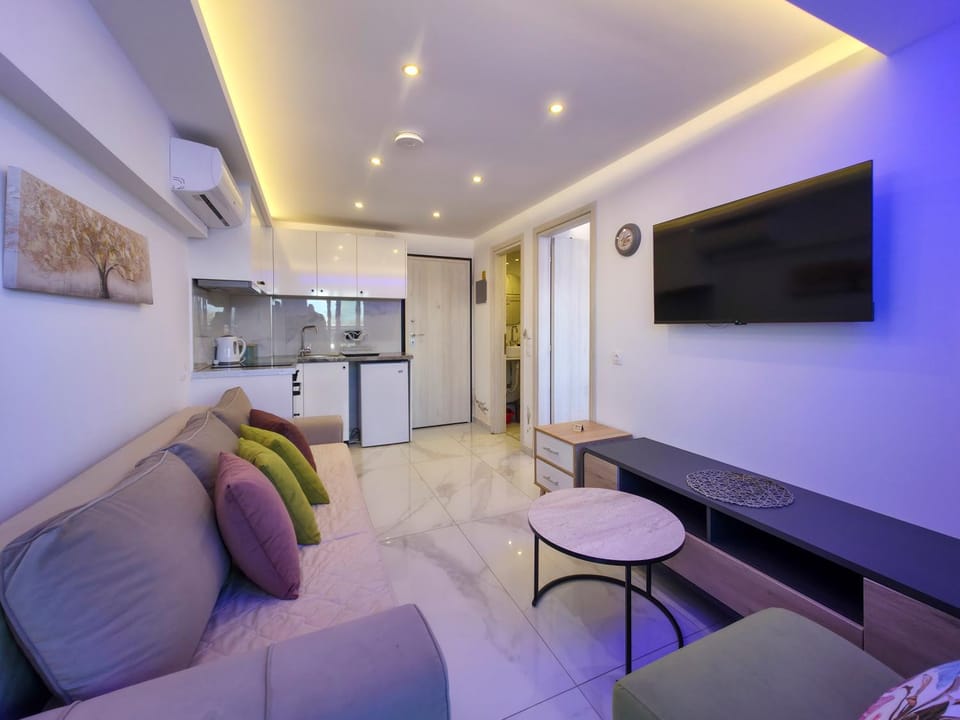 TV and multimedia, Kitchen or kitchenette, Living room, Seating area, air conditioner