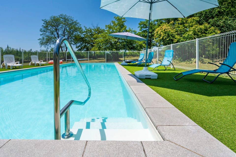 Property building, Living room, Swimming pool
