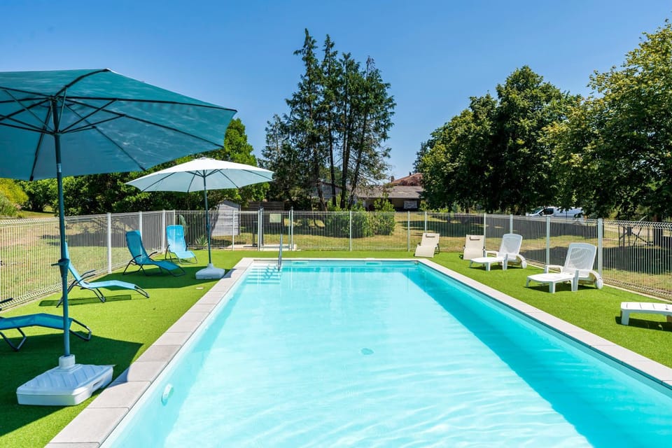 Property building, Living room, Swimming pool