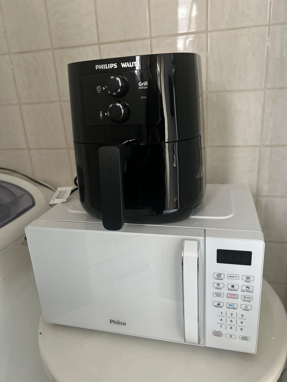 Kitchen or kitchenette, microwave