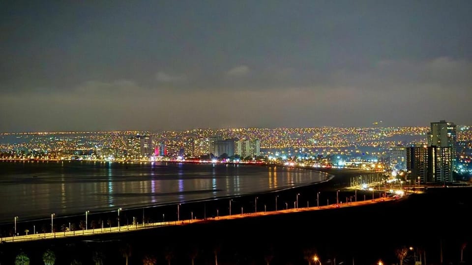 Night, City view, Sea view