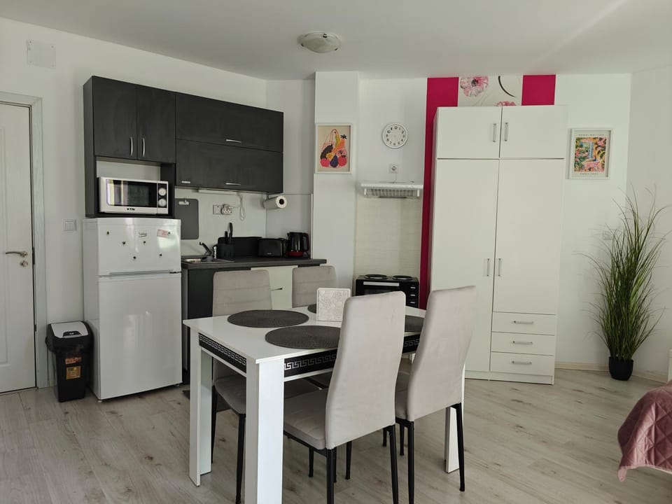 Kitchen or kitchenette, oven, stove, toaster
