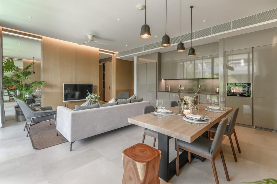 Kitchen or kitchenette, Living room, Dining area
