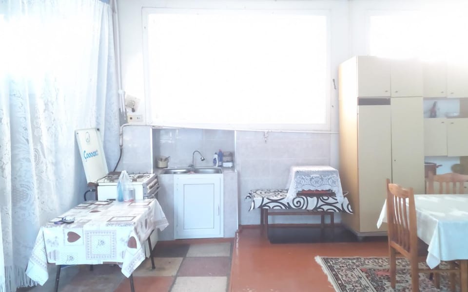 Kitchen or kitchenette, Living room, Seating area, Dining area