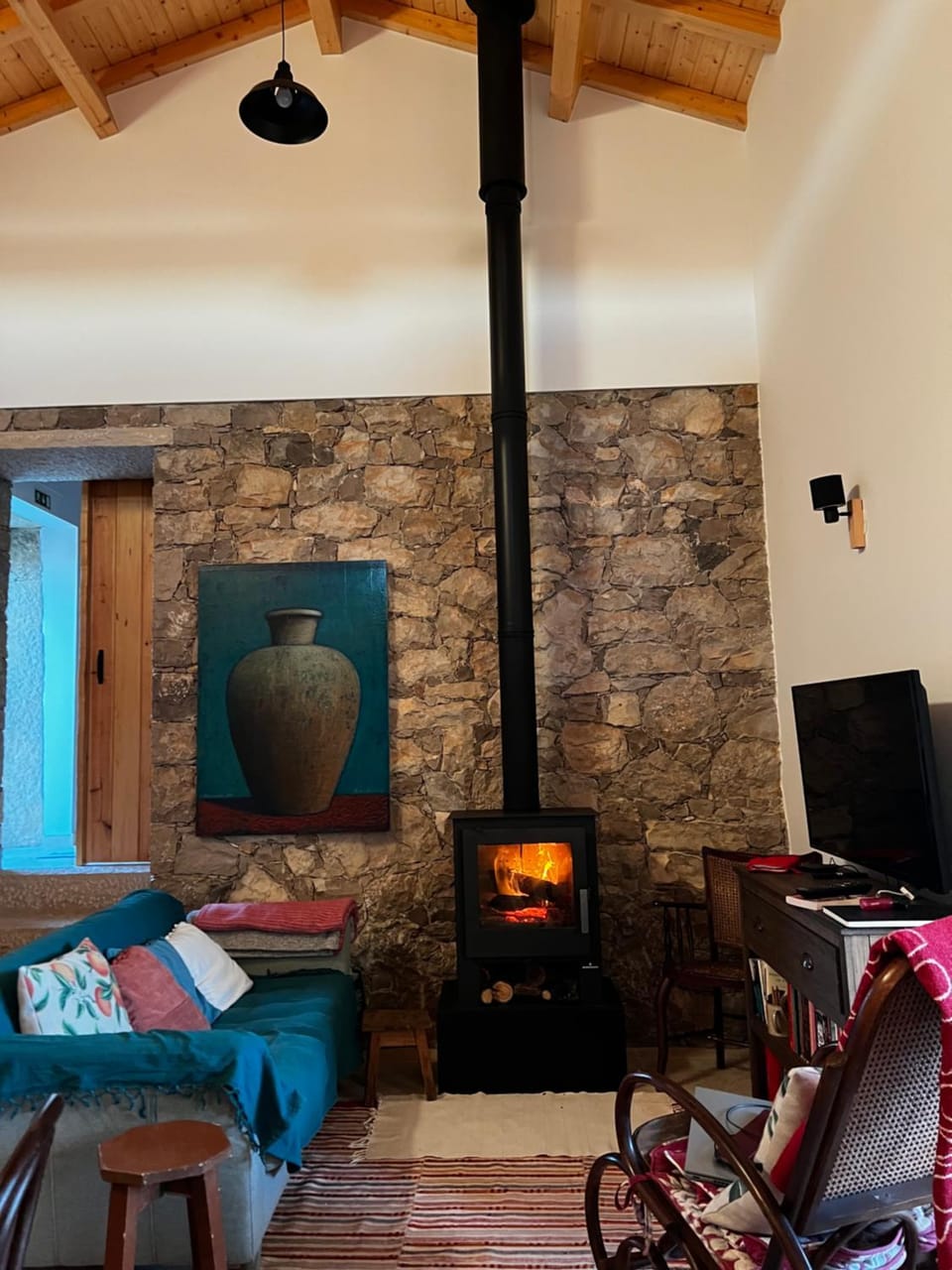 Living room, fireplace