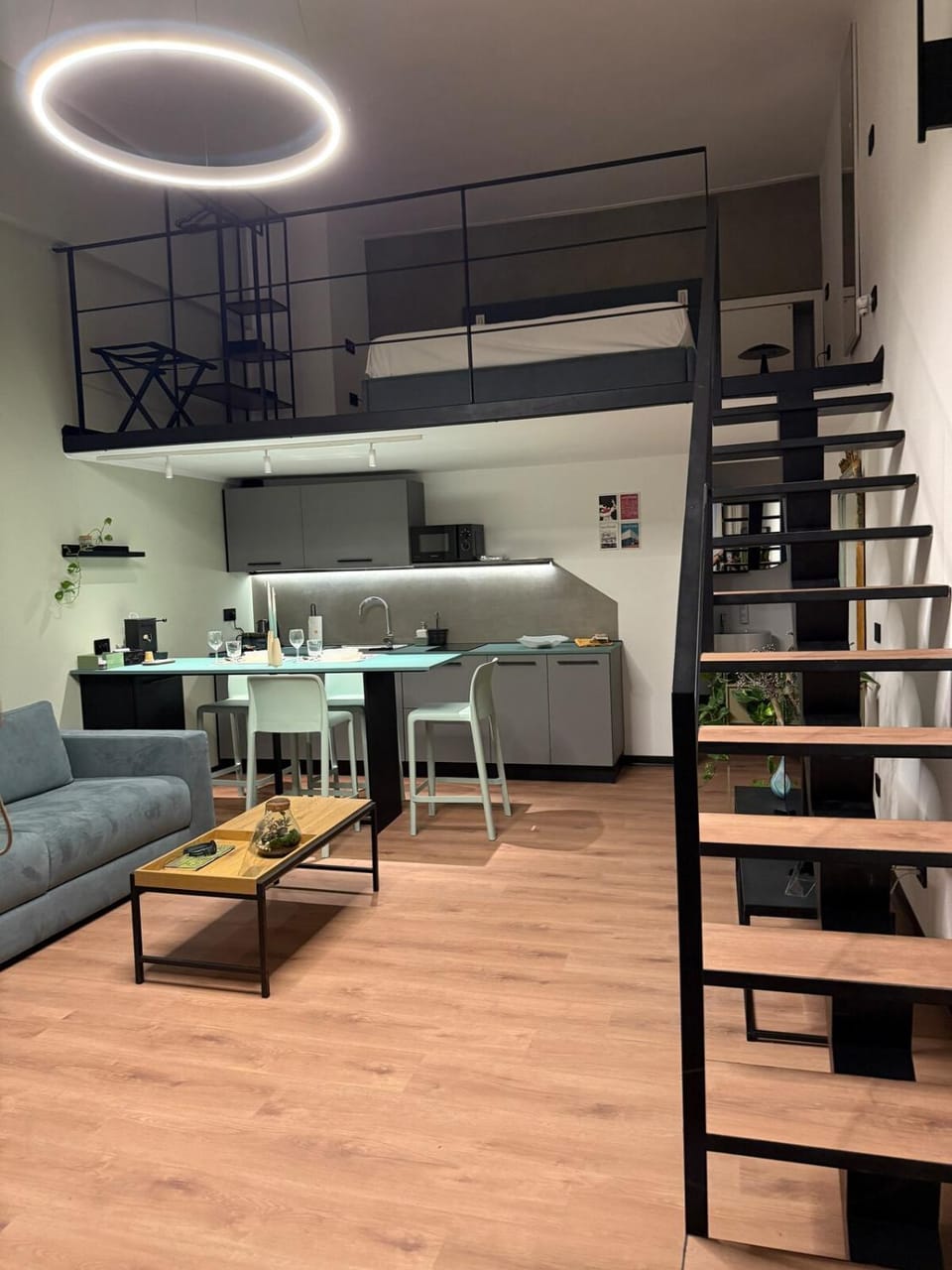 Kitchen or kitchenette, Living room, Dining area