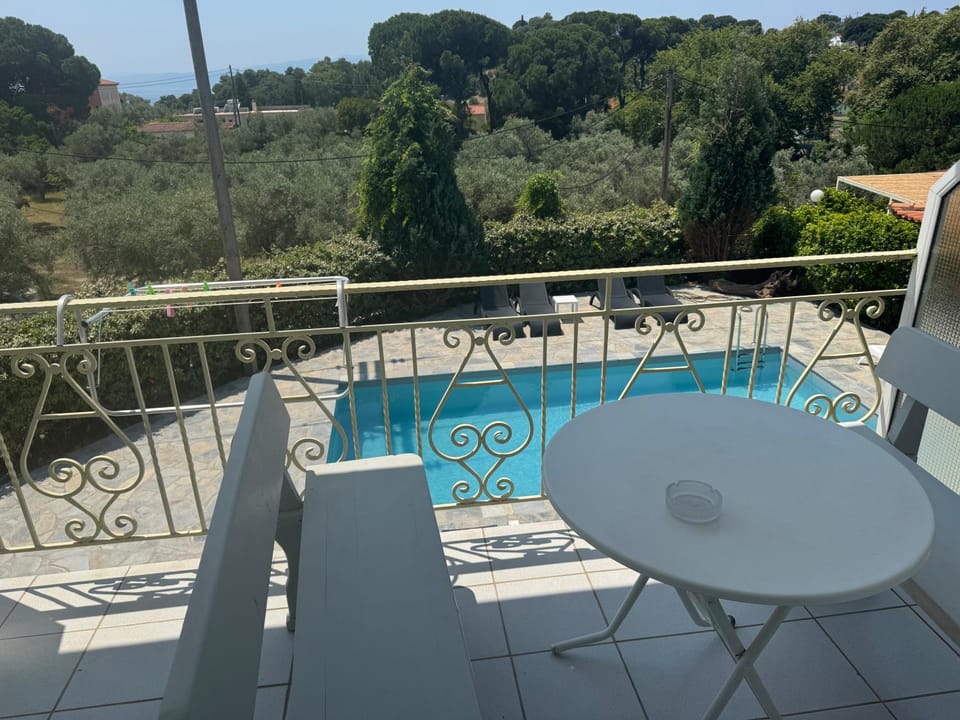 View (from property/room), Balcony/Terrace, Pool view, Swimming pool