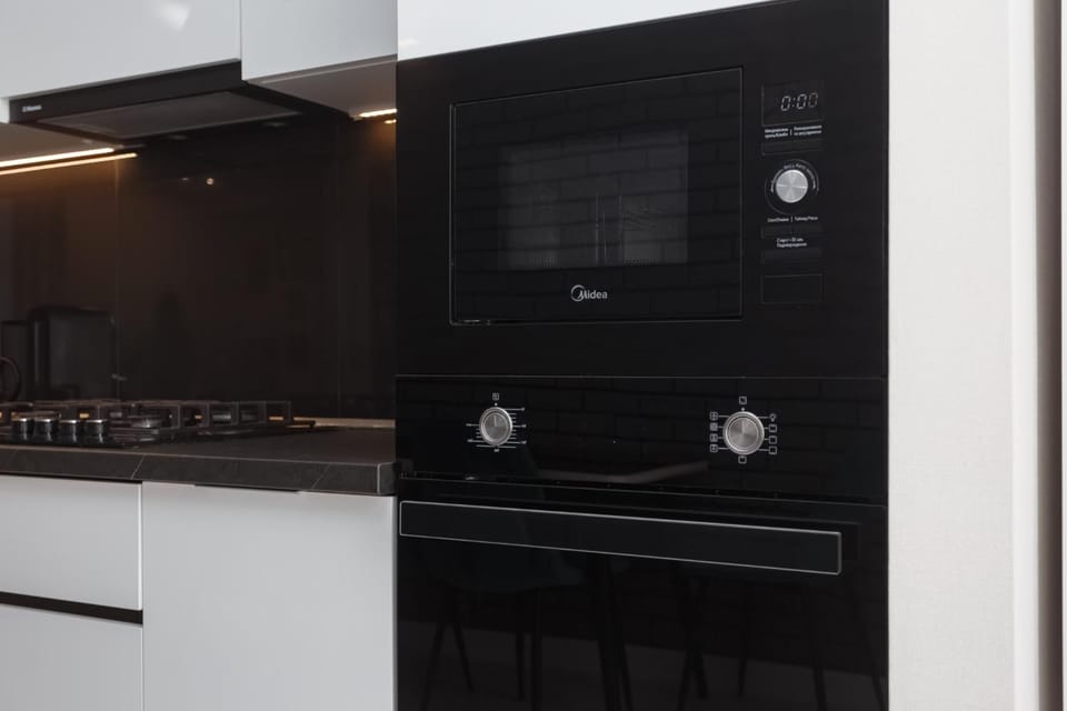 Kitchen or kitchenette, stove