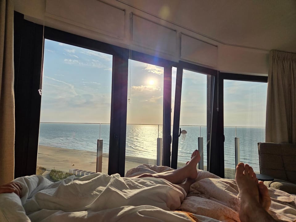 Bed, Bedroom, Sea view, Sunset