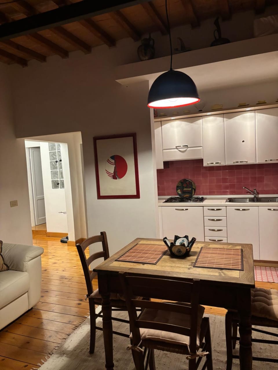 Kitchen or kitchenette, Living room, stove