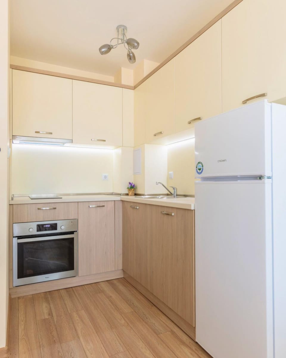 Kitchen or kitchenette, oven