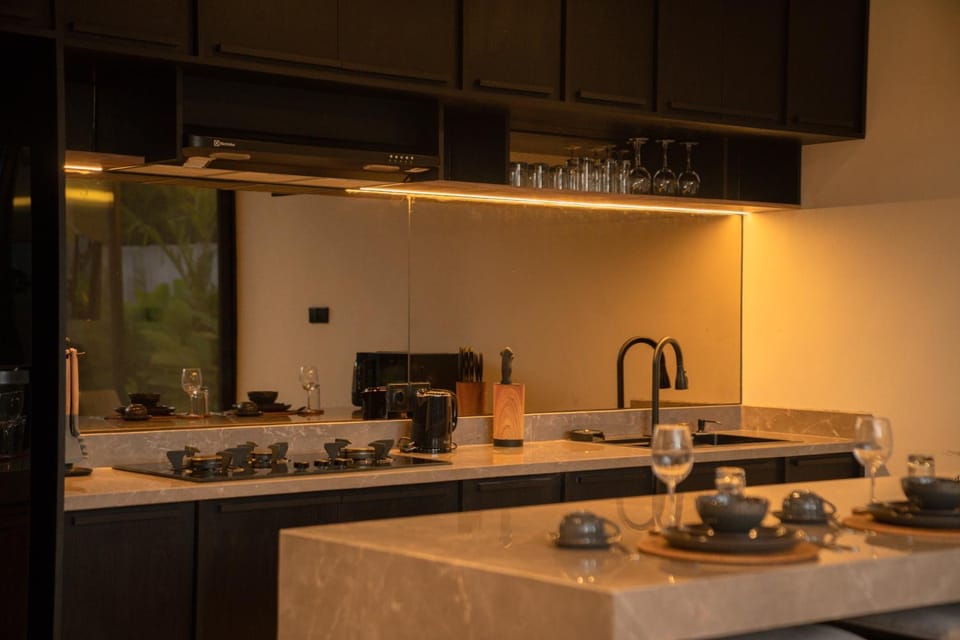Kitchen or kitchenette, minibar, stove