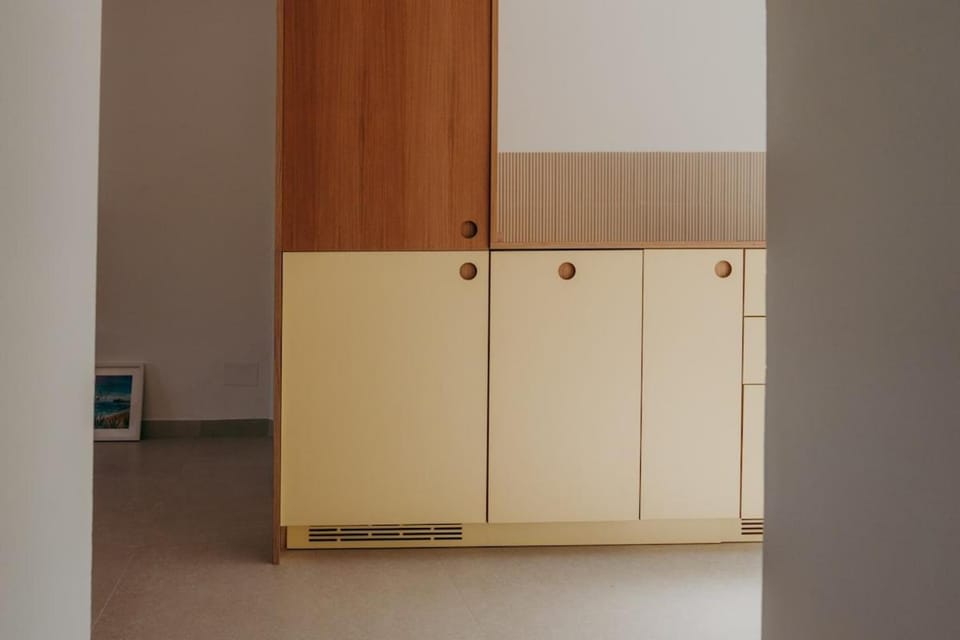 Kitchen or kitchenette, microwave