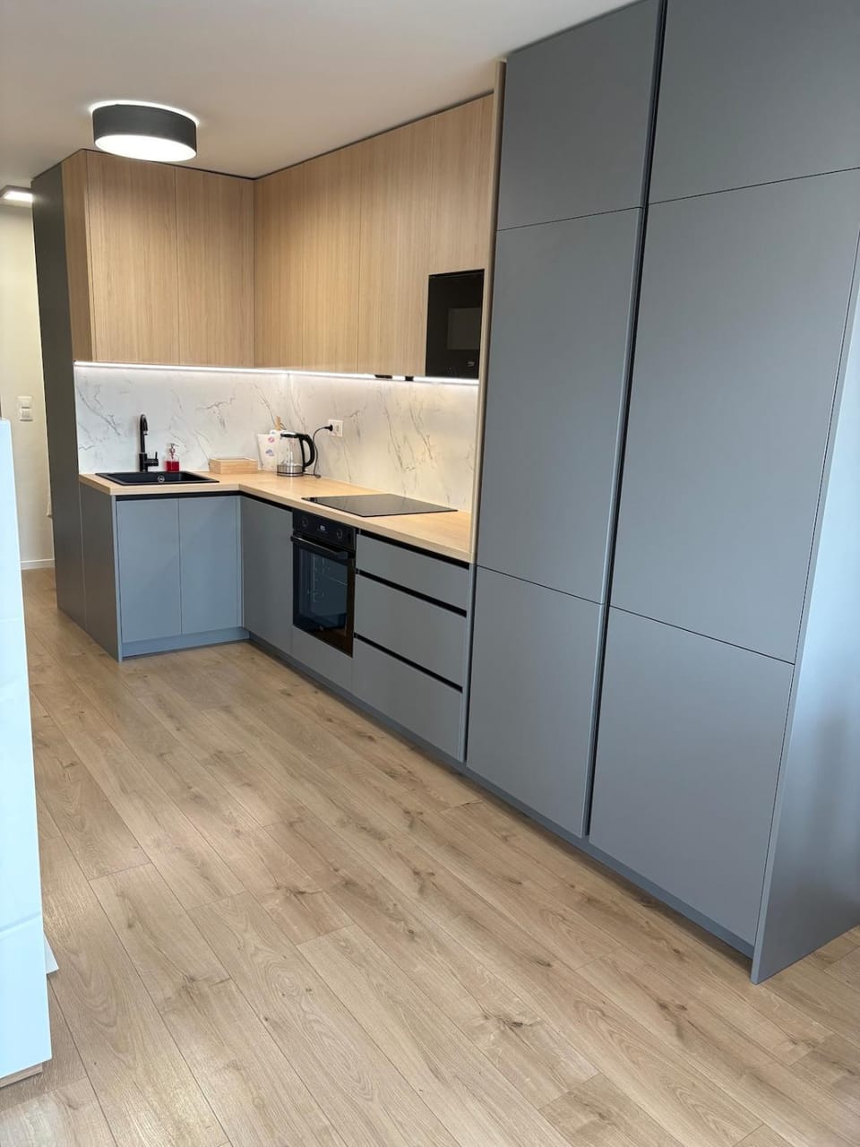 Kitchen or kitchenette, dishwasher, oven, stove