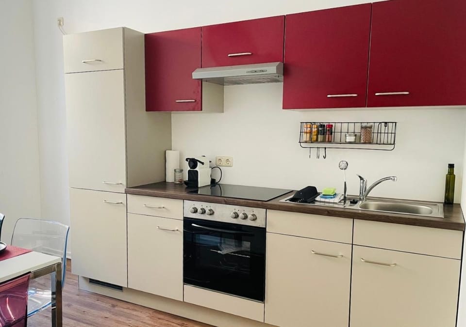 Kitchen or kitchenette, oven, stove, toaster