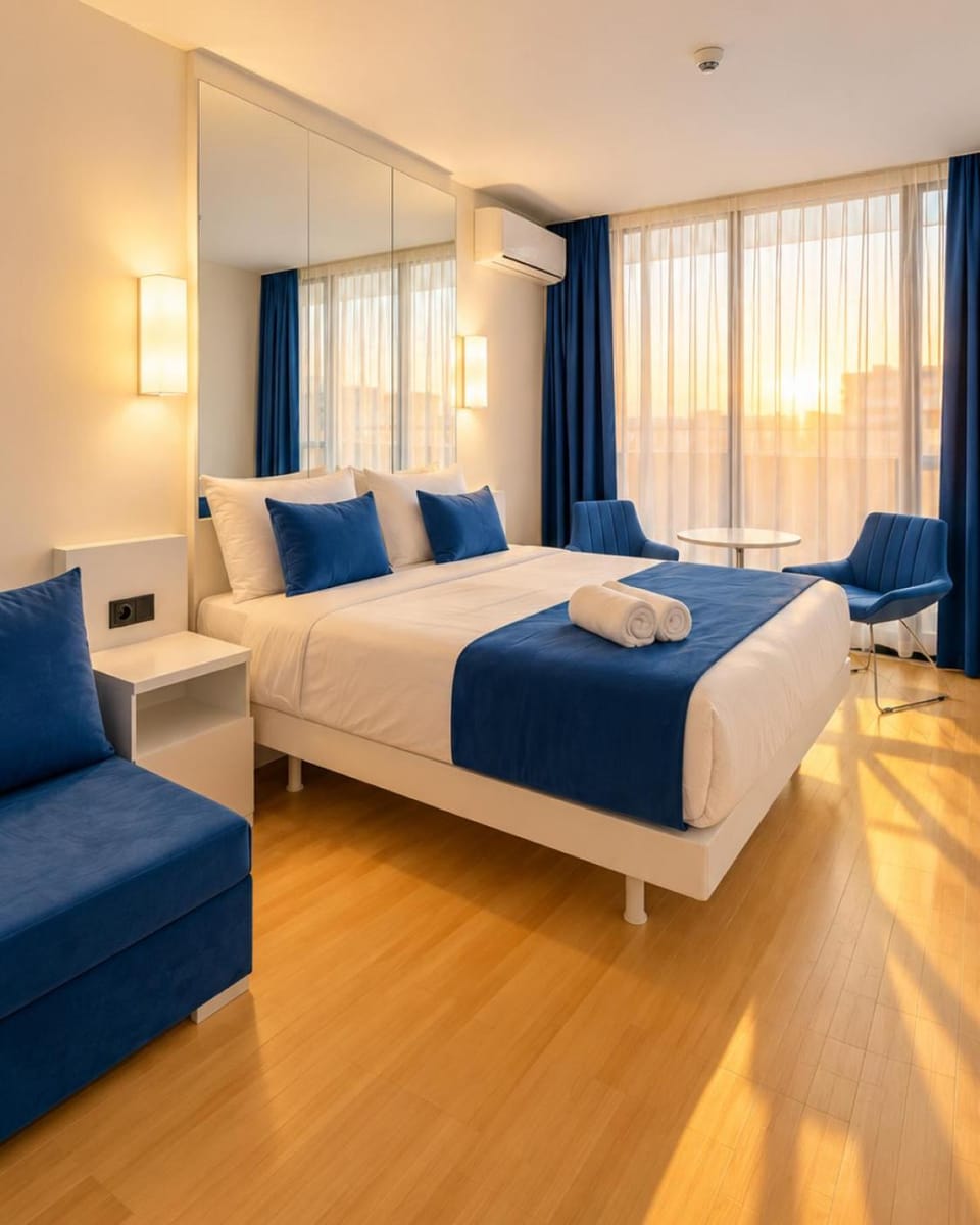 Bed, Living room, Photo of the whole room, Seating area, Bedroom