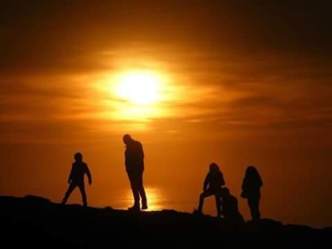 Sunset, group of guests