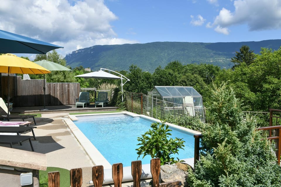Property building, Living room, Swimming pool