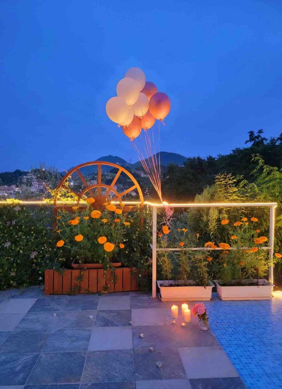 Patio, Natural landscape, Garden view, Pool view, Swimming pool