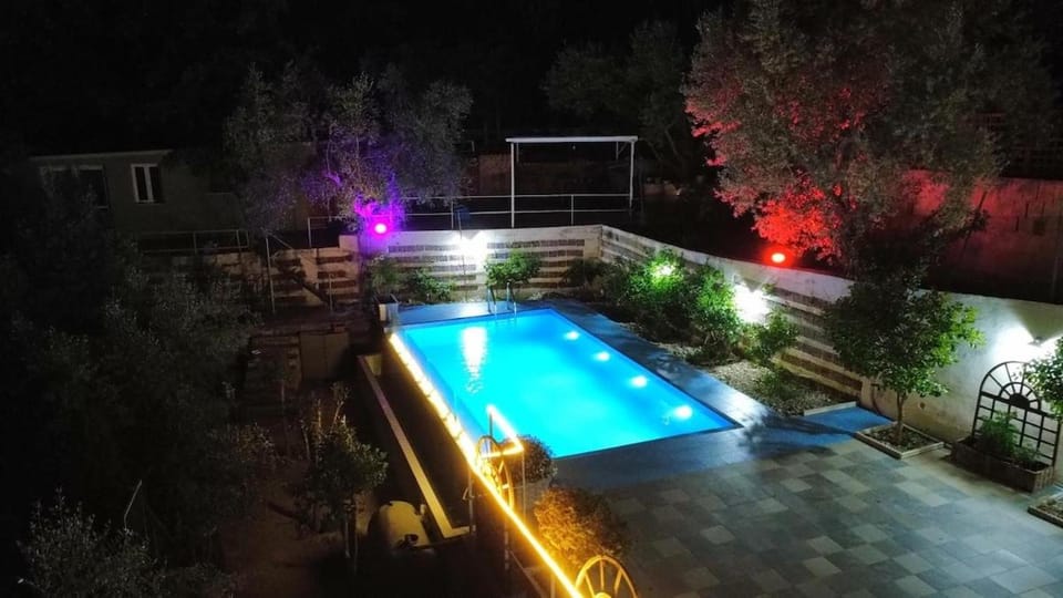 Night, Pool view, Swimming pool