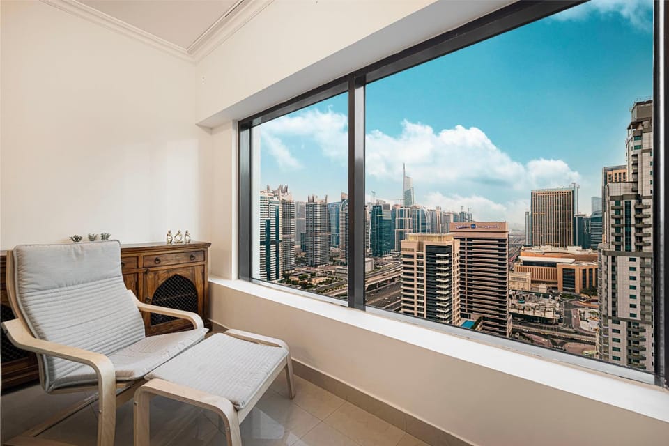 Living room, Seating area, City view