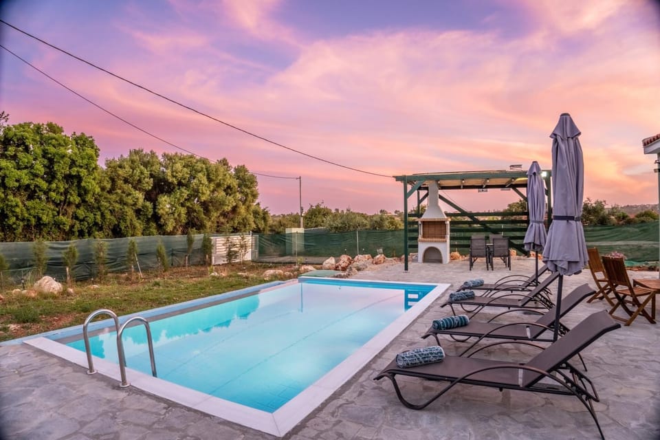Pool view, Swimming pool, Sunset, sunbed