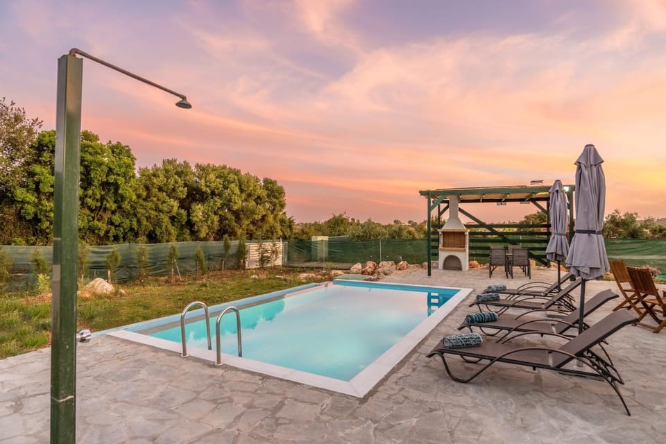 Pool view, Swimming pool, Sunset, sunbed