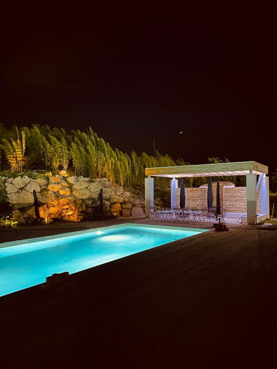 Night, Pool view, Swimming pool