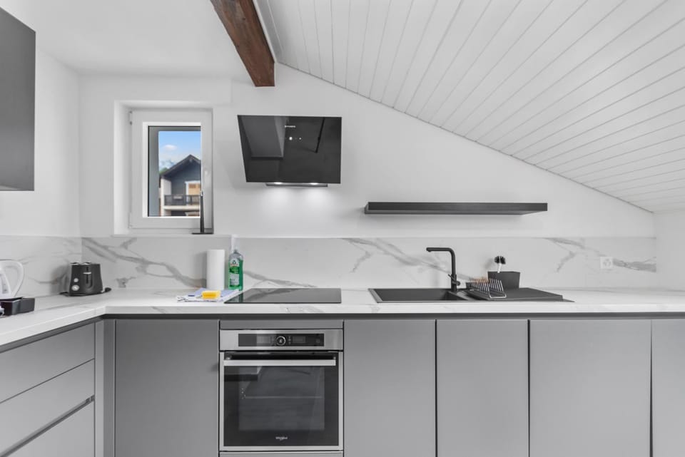 Kitchen or kitchenette, dishwasher, oven, stove, toaster