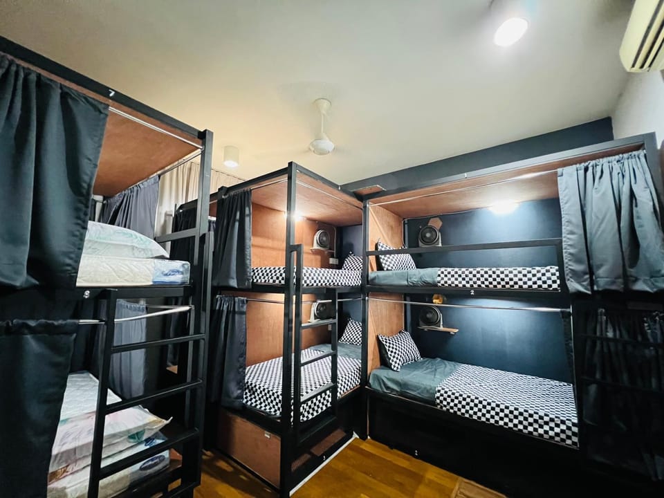 Bed, Photo of the whole room, Bedroom, bunk bed, wardrobe, air conditioner