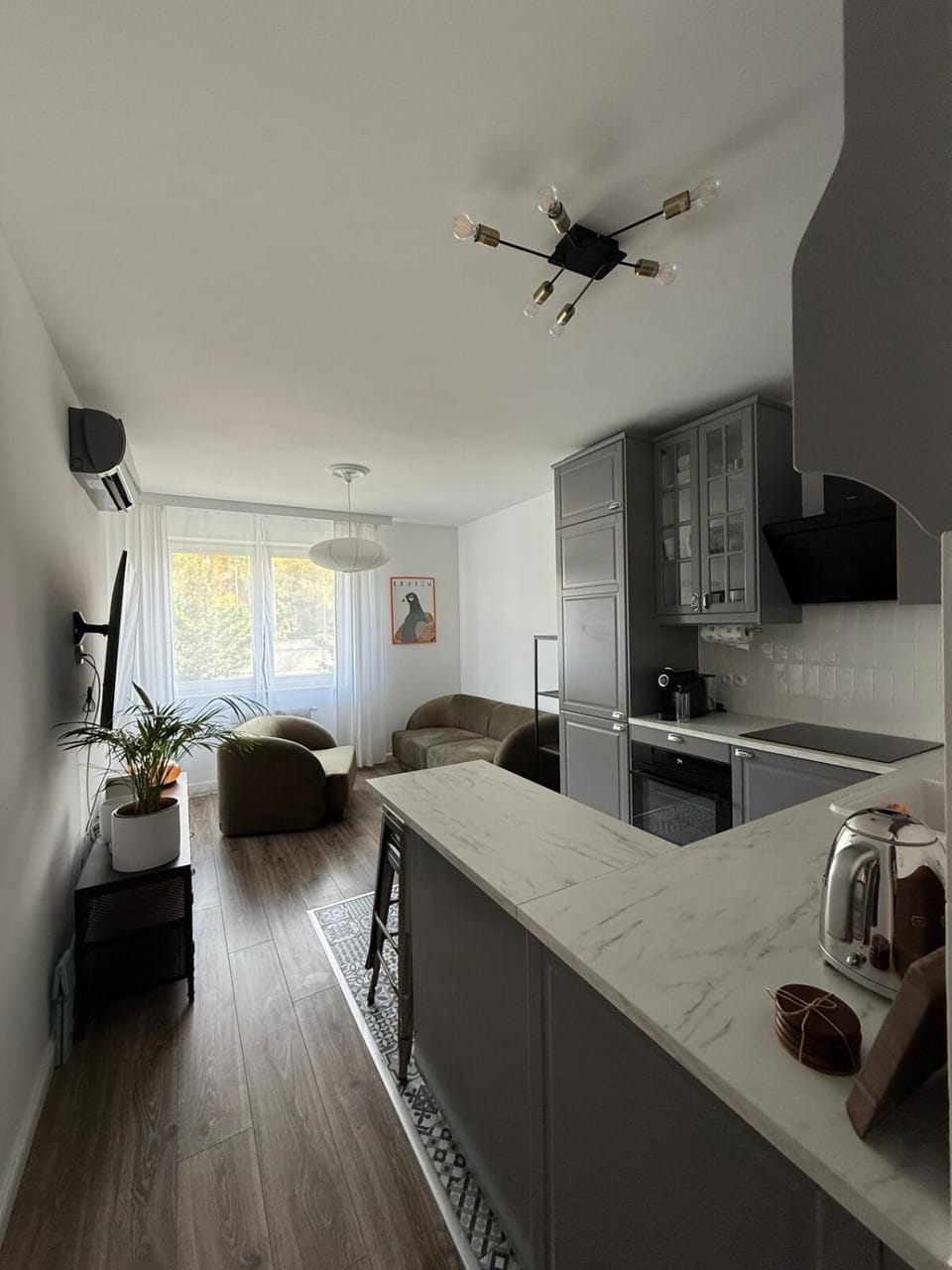Kitchen or kitchenette, Living room, Photo of the whole room, Seating area, pet friendly