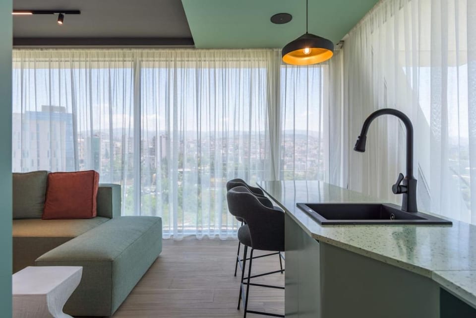 Kitchen or kitchenette, Living room, Dining area