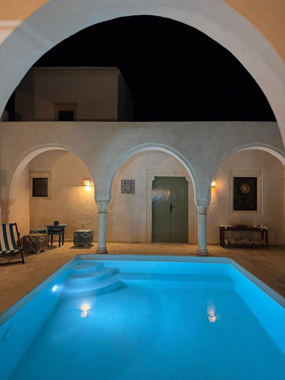 Patio, Night, Swimming pool