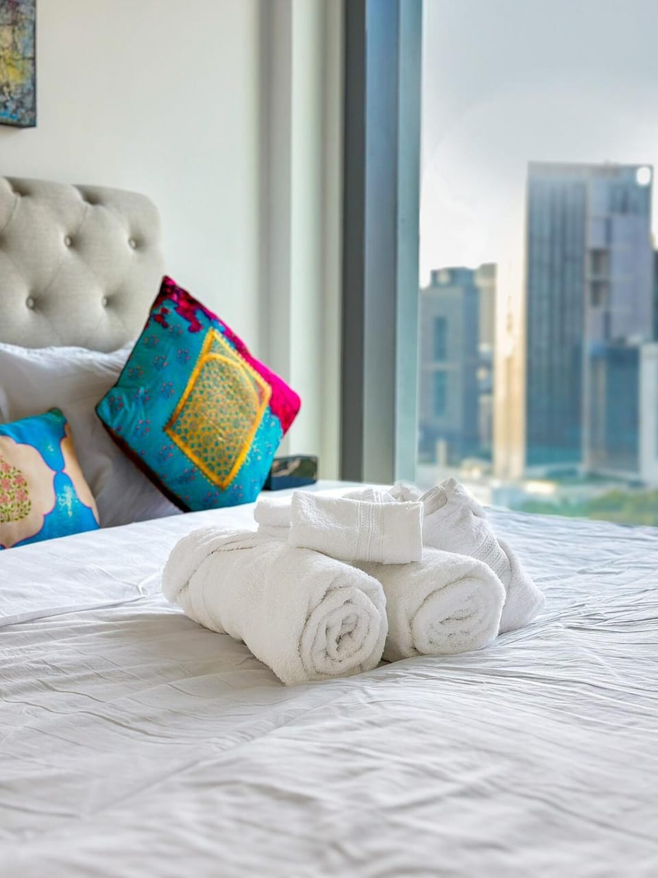 Bed, Bedroom, towels