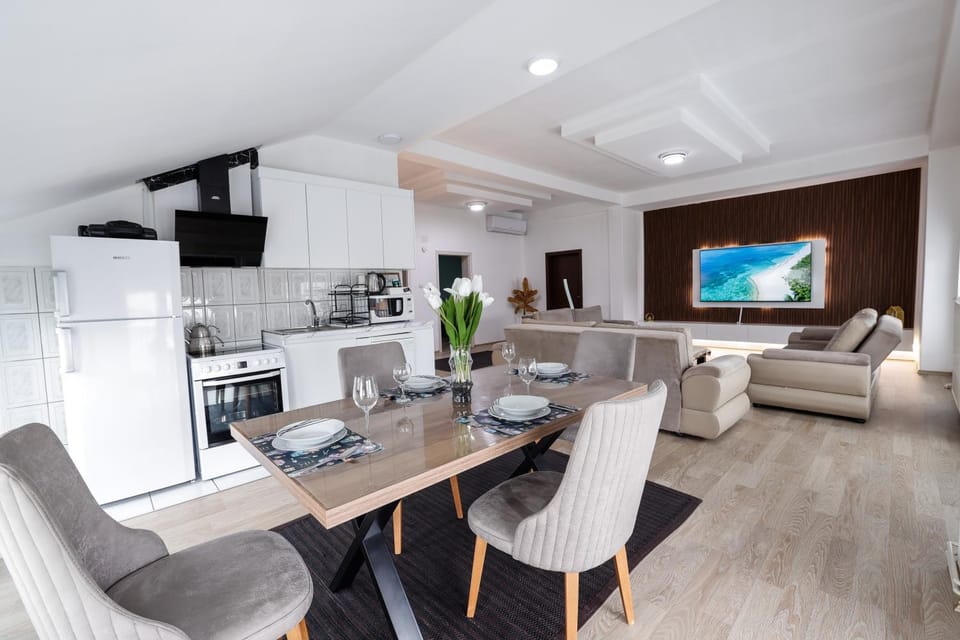 Living room, kitchen