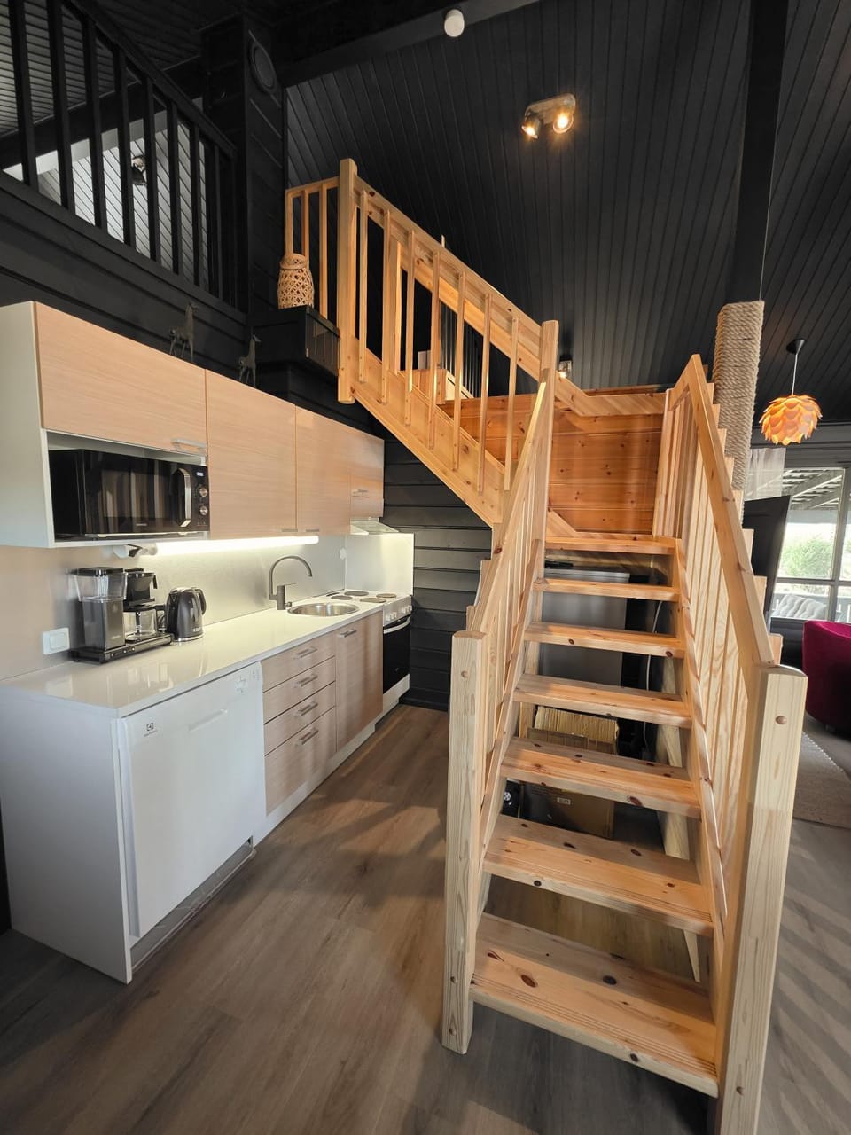 Kitchen or kitchenette, dishwasher, stove