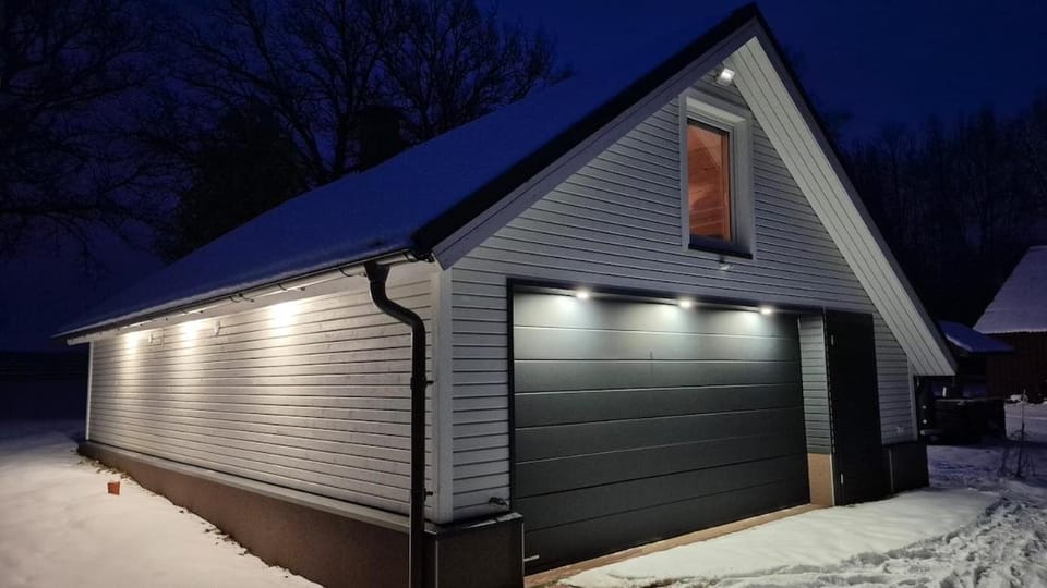 Property building, Night, Winter