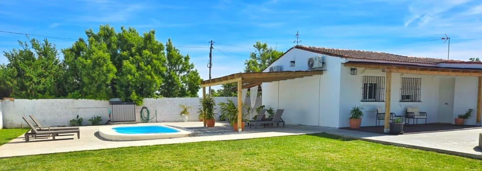 Property building, Patio, Spring, Day, Garden, Garden view, Pool view, Swimming pool, sunbed
