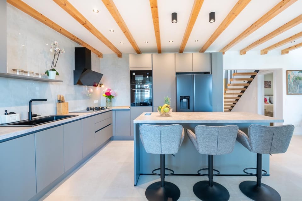 Kitchen or kitchenette, stove