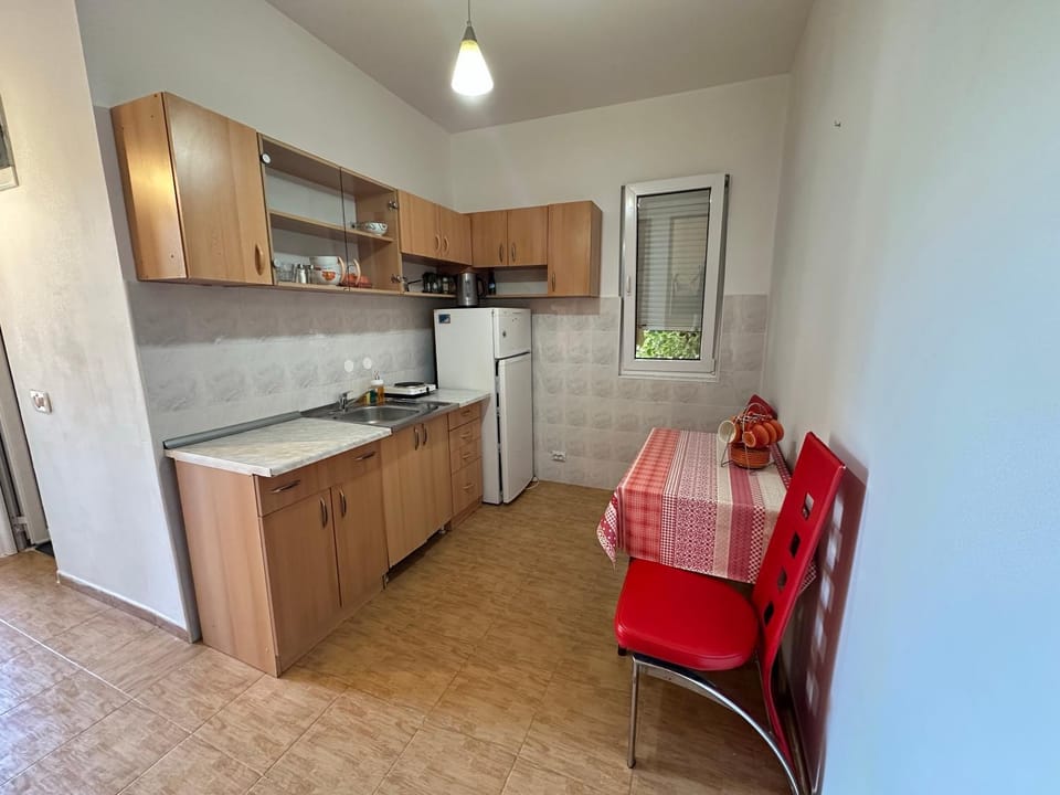 Kitchen or kitchenette, stove