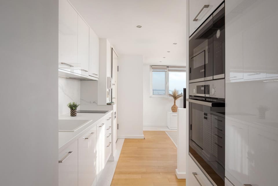 Kitchen or kitchenette, dishwasher, oven, stove