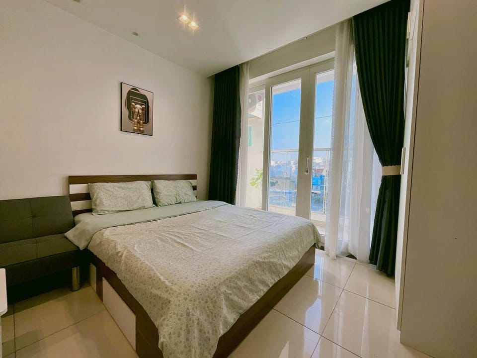 Bed, Natural landscape, Bedroom, Sea view