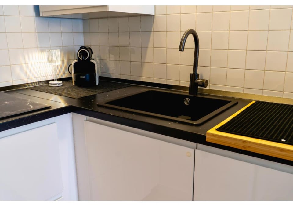 Kitchen or kitchenette, stove