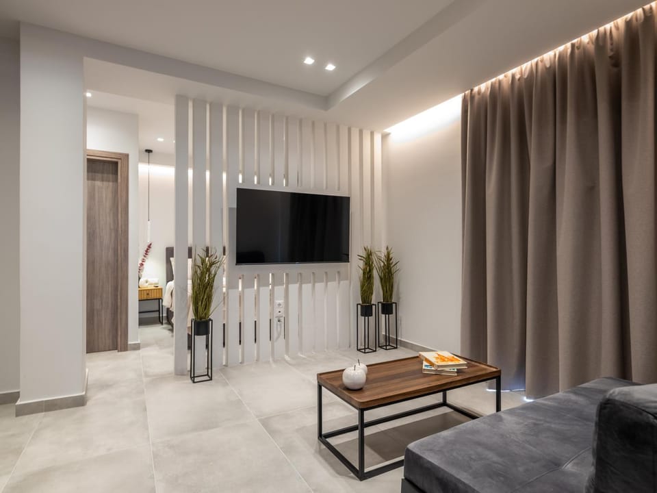 Bed, TV and multimedia, Living room, Photo of the whole room, Seating area, Bedroom